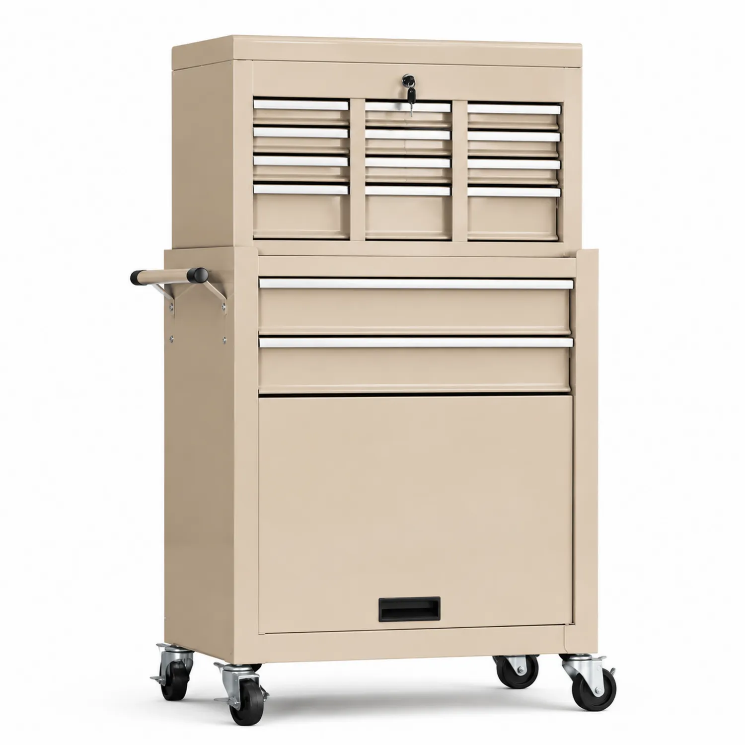 Stahl Werkzeugwagen mit 10 Schubladen und Lenkrollen Beige