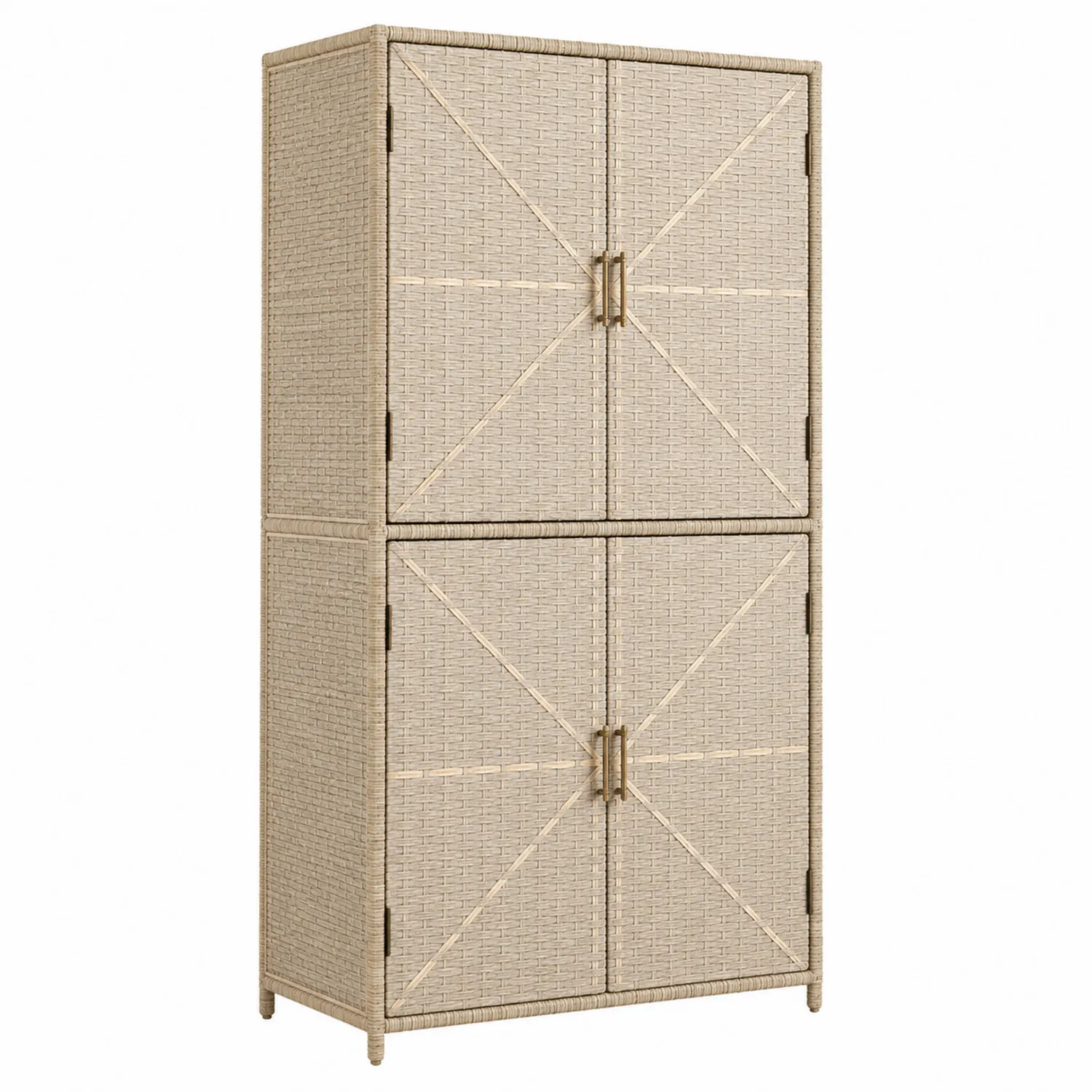 Schrank aus Rattan Beige 180x90x45 cm