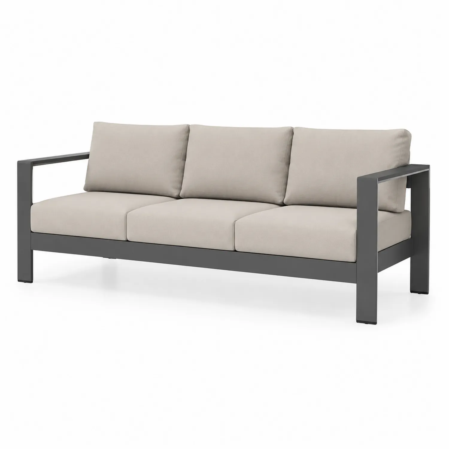 3-Sitzer Sofa Aluminium Polyester Anthrazit Beige