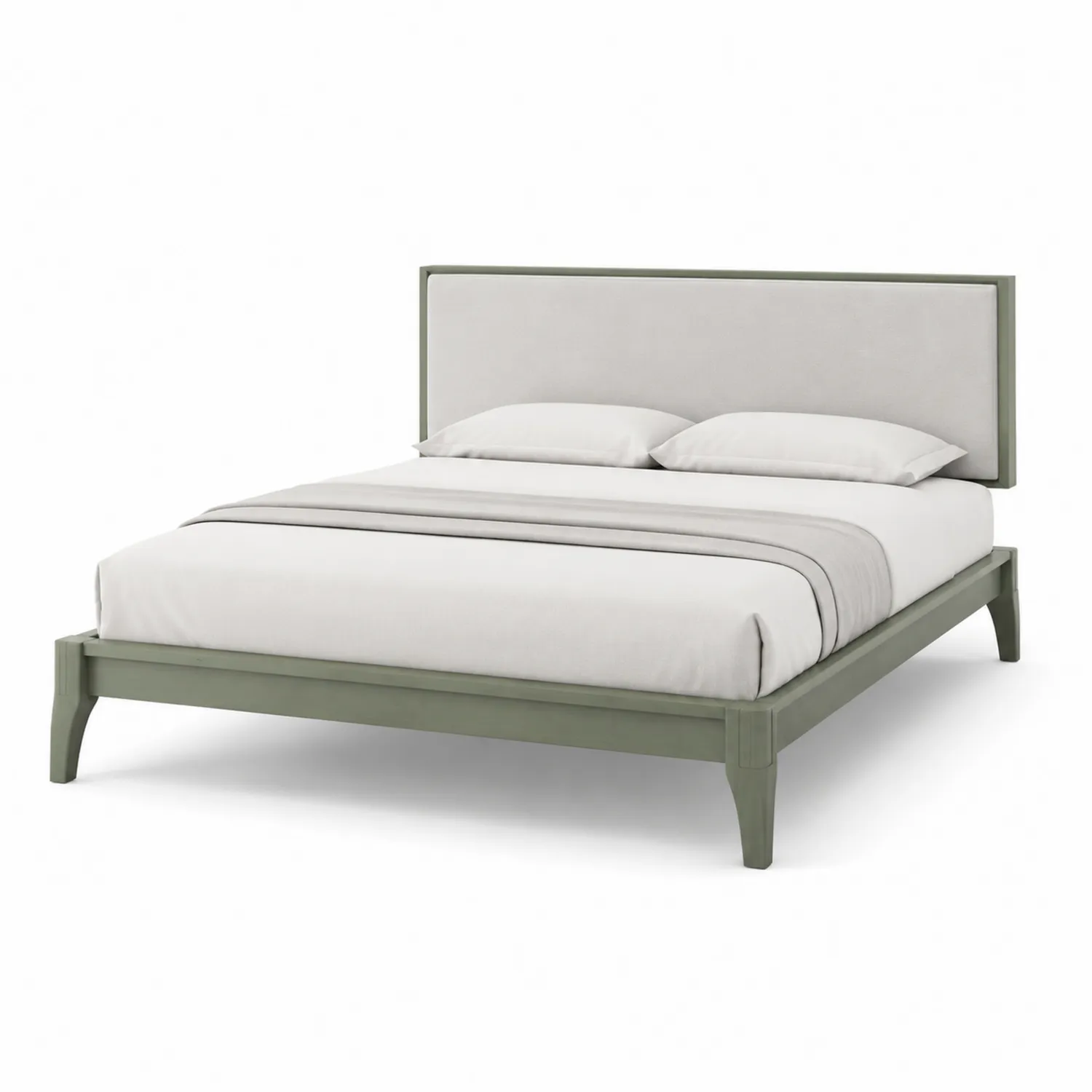 Holzbett Grau mit Polyester-Polsterkopfteil 200x180 cm