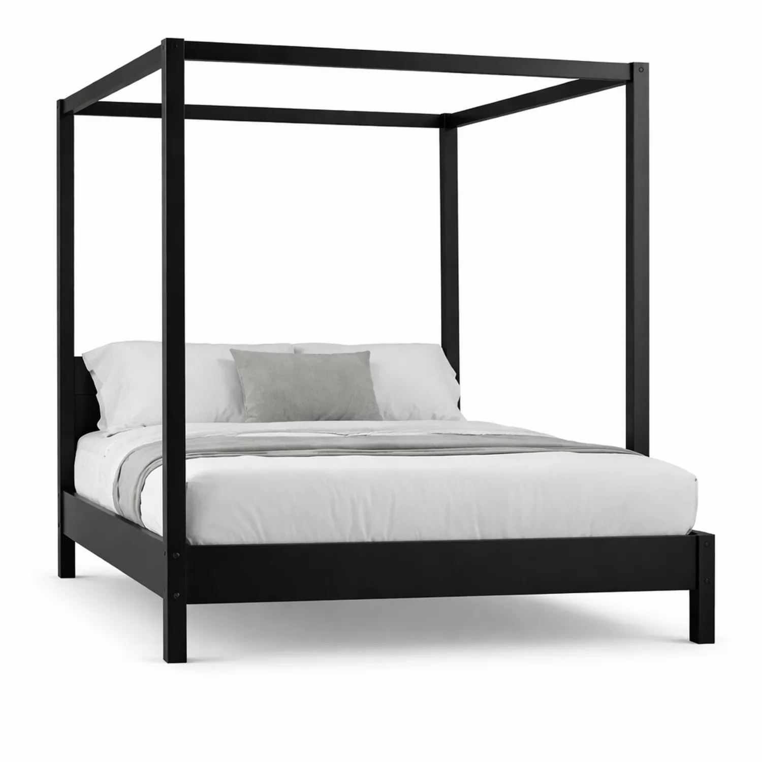 Metall Himmelbett Schwarz mit Matratze 160x200 cm