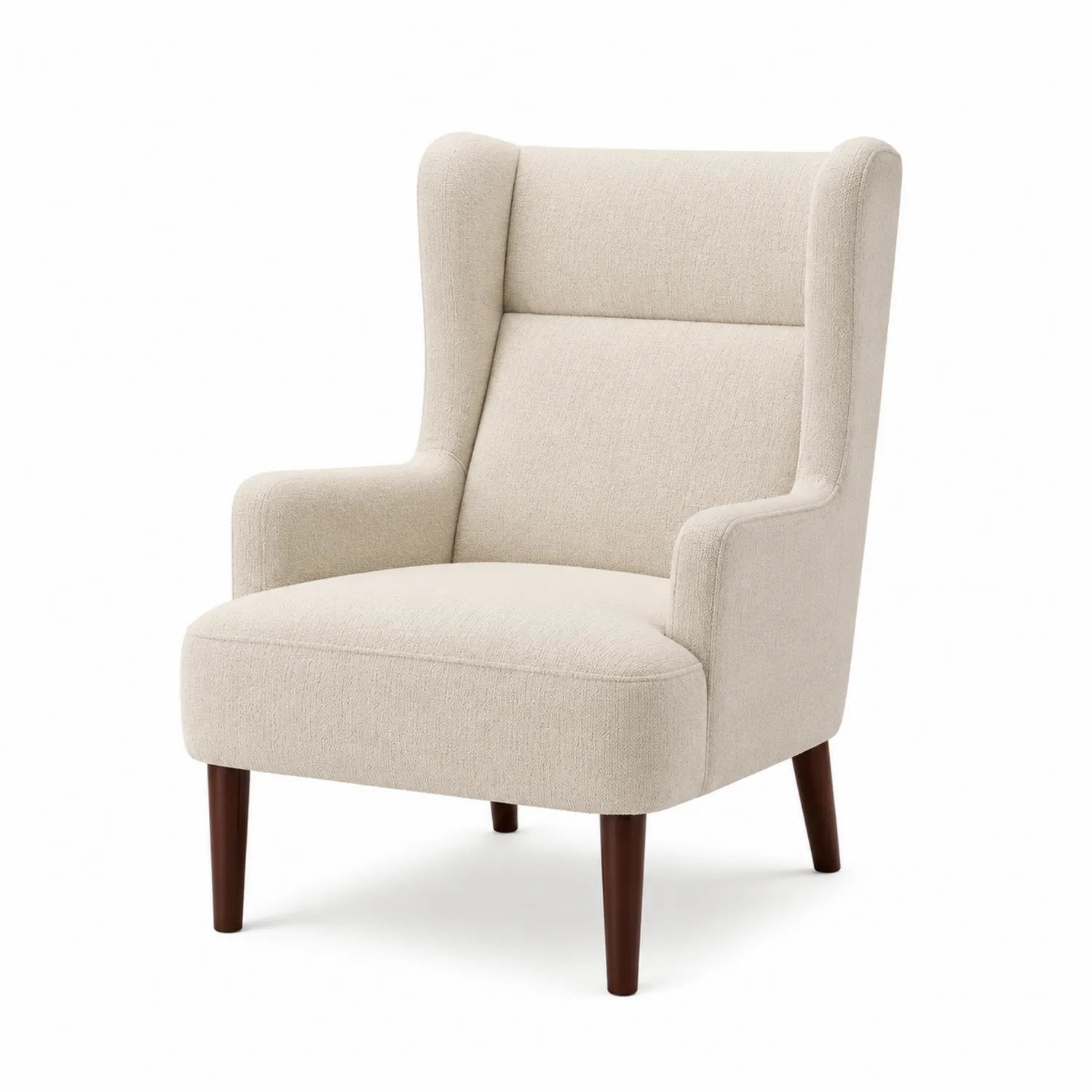Stoffsessel Beige Holzbeine 100 cm