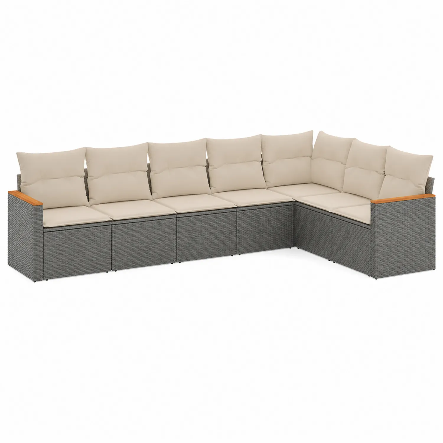 Ecksofa Set Polyrattan Beige Grau