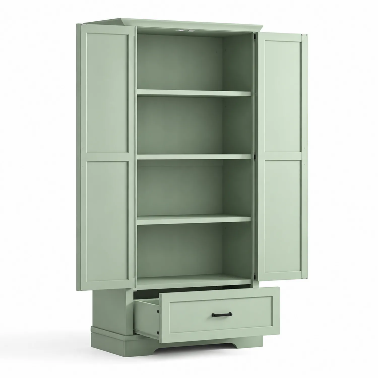 Holzschrank mit Türen und Schublade Grün 180x80x40 cm
