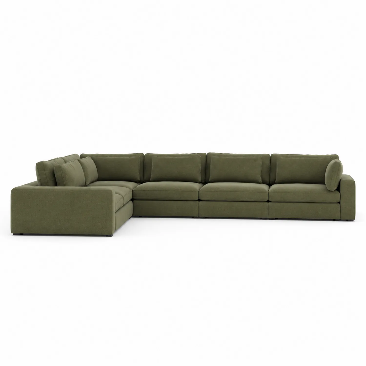 Modulares Ecksofa-Set aus Stoff in Olivgrün