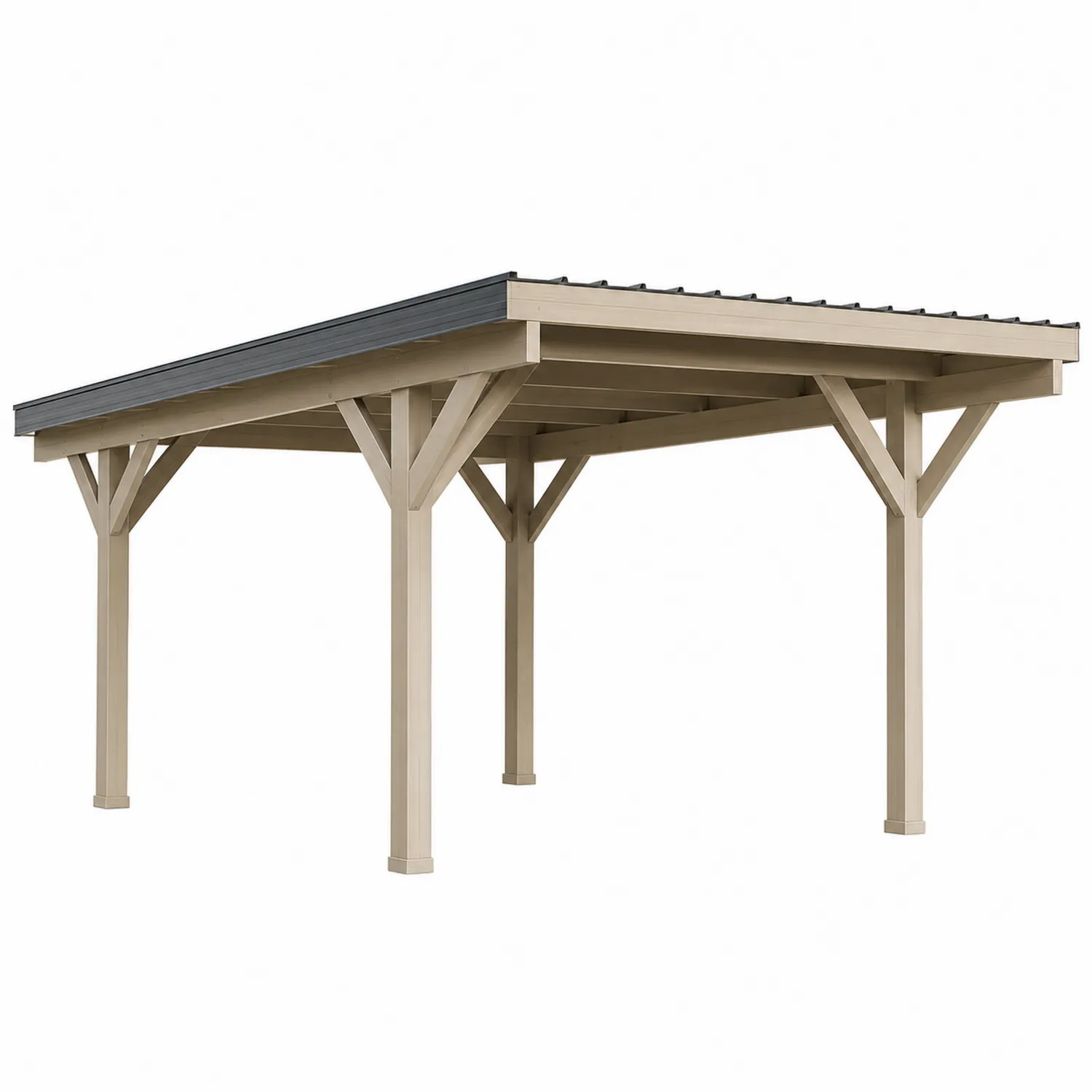Holz-Carport Beige mit Flachdach 300x600 cm