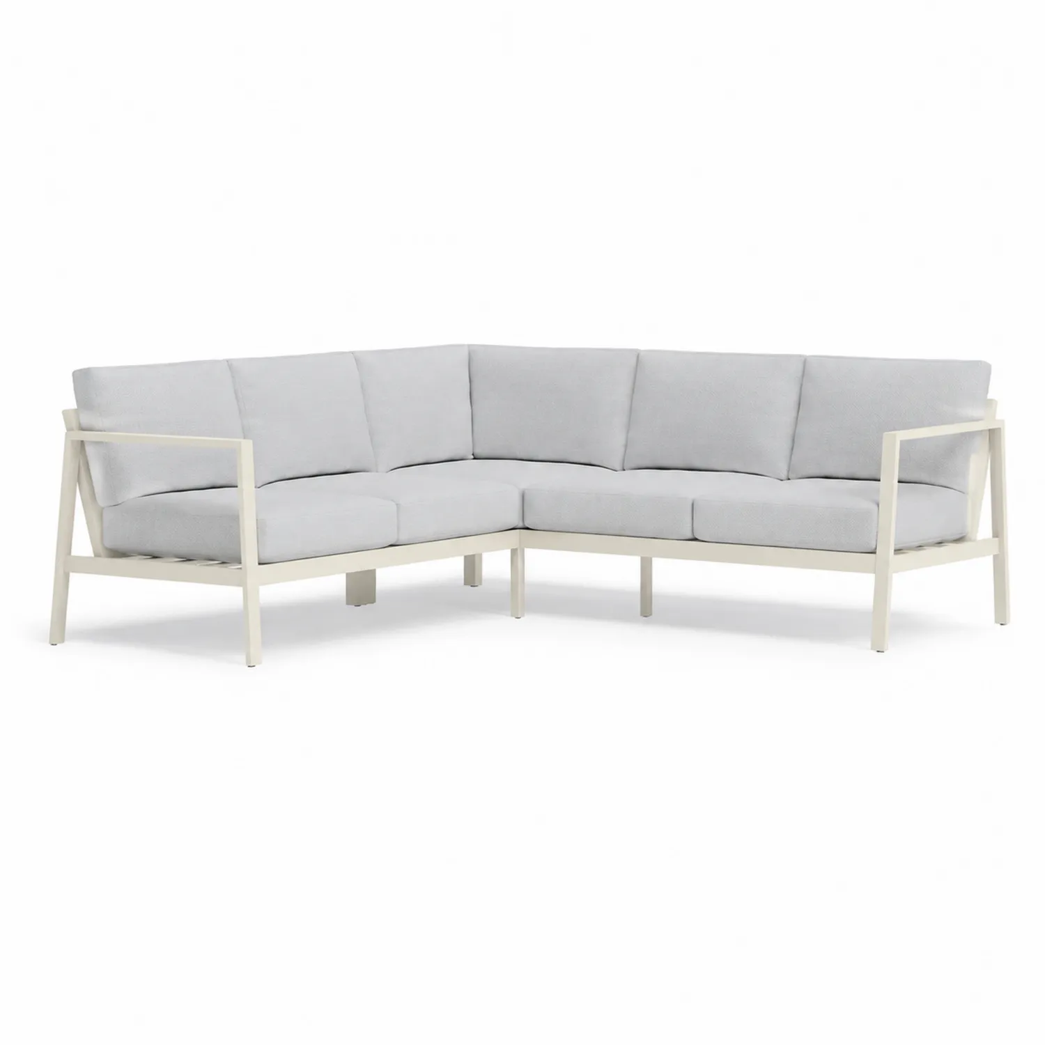 Ecksofa aus Aluminium und Polyester, Hellgrau