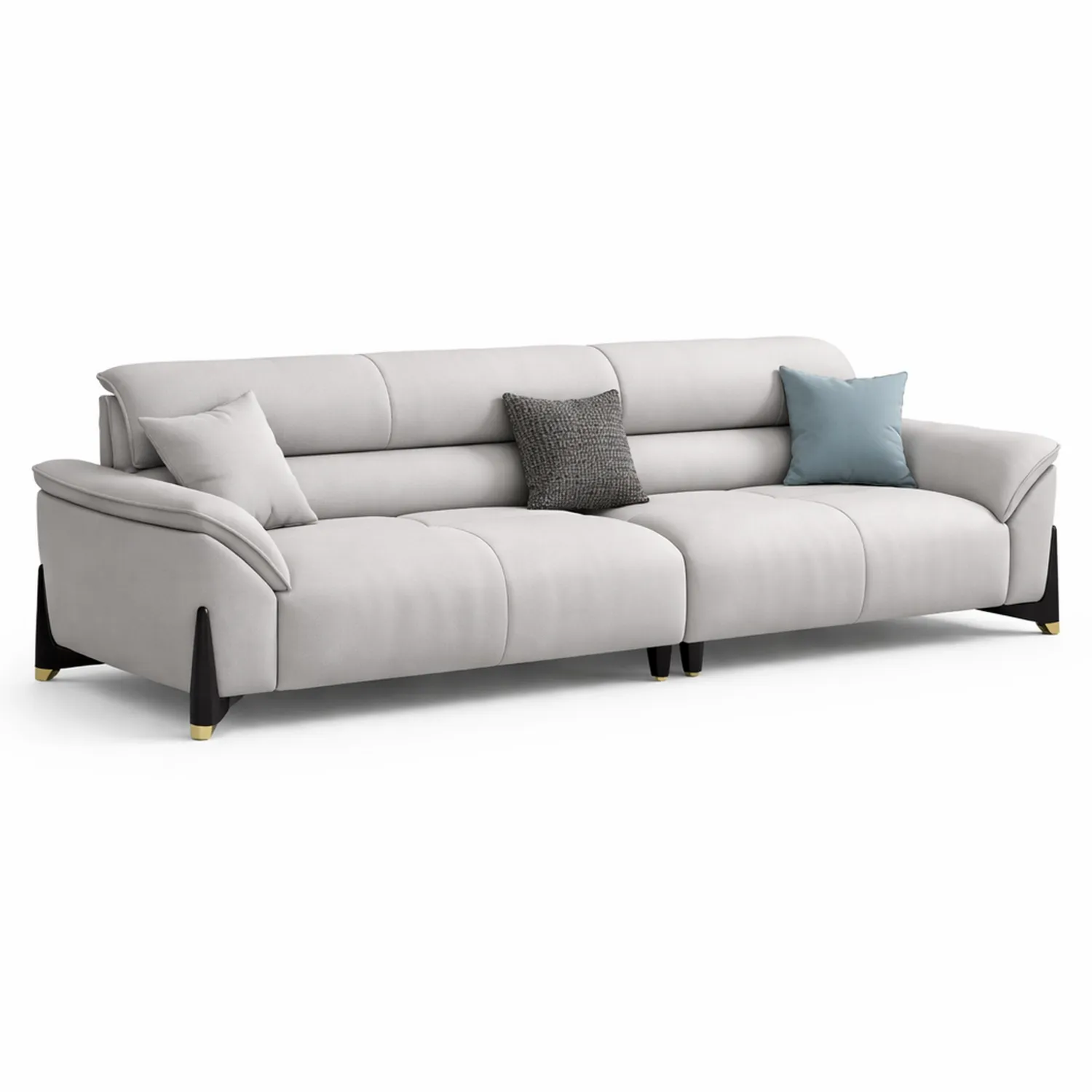 3-Sitzer Sofa Mikrofaser Hellgrau mit Kissen