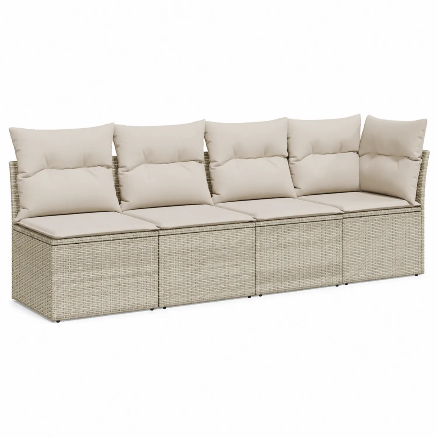 4-Sitzer Garten-Rattansofa Polyethylen Beige
