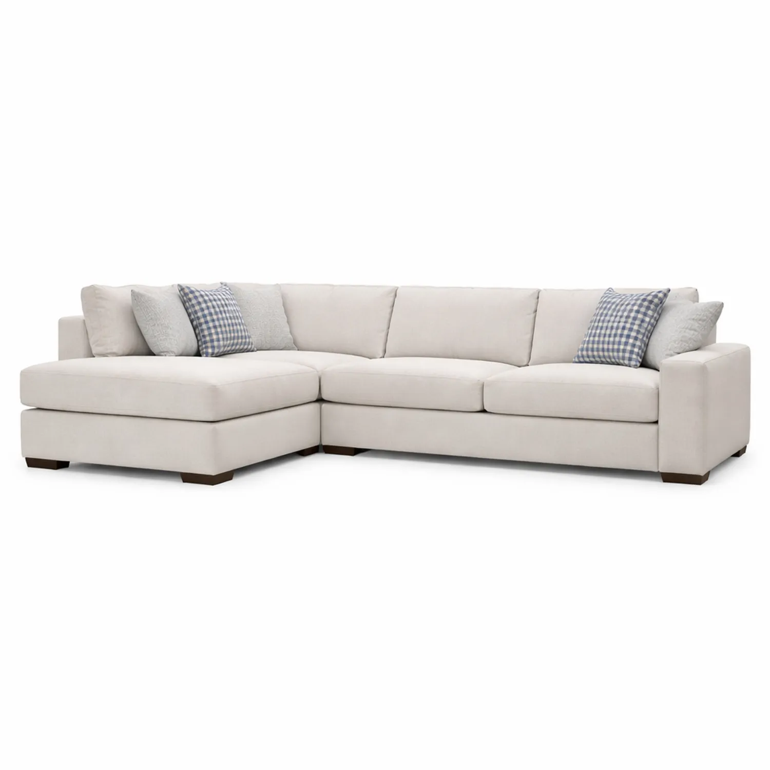 Ecksofa Beige Leinen L-Form mit Holzfüßen