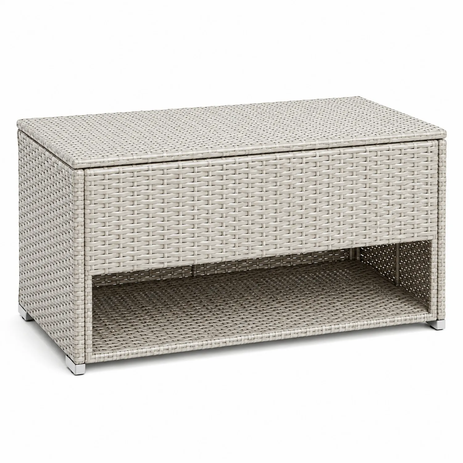 Polyrattan-Aufbewahrungsbox Stahl Beige 120x60x50cm
