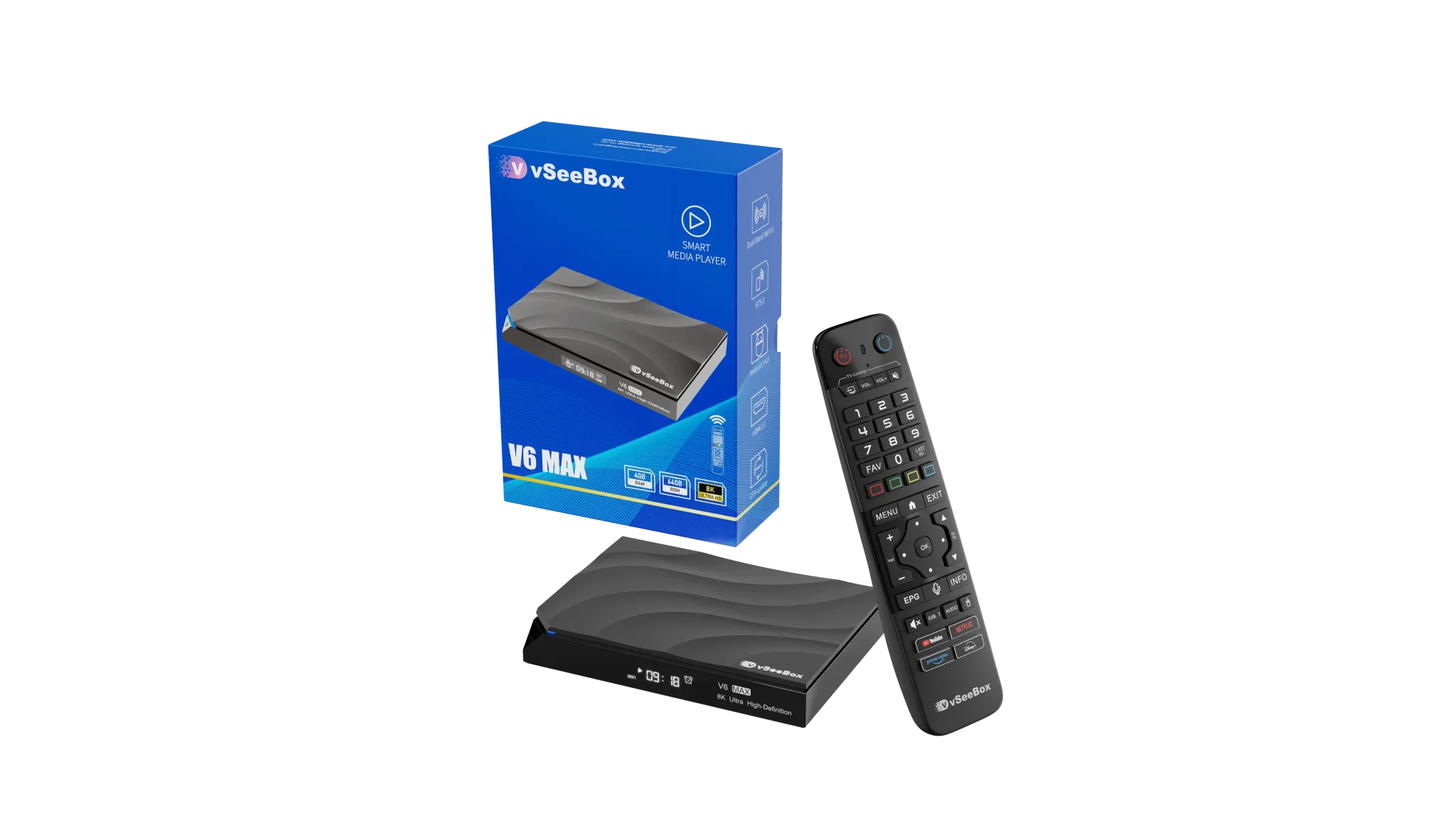 vSeeBox V6 Max 2026 Upgraded - 64GB 4K HDR Voice Control TV Box