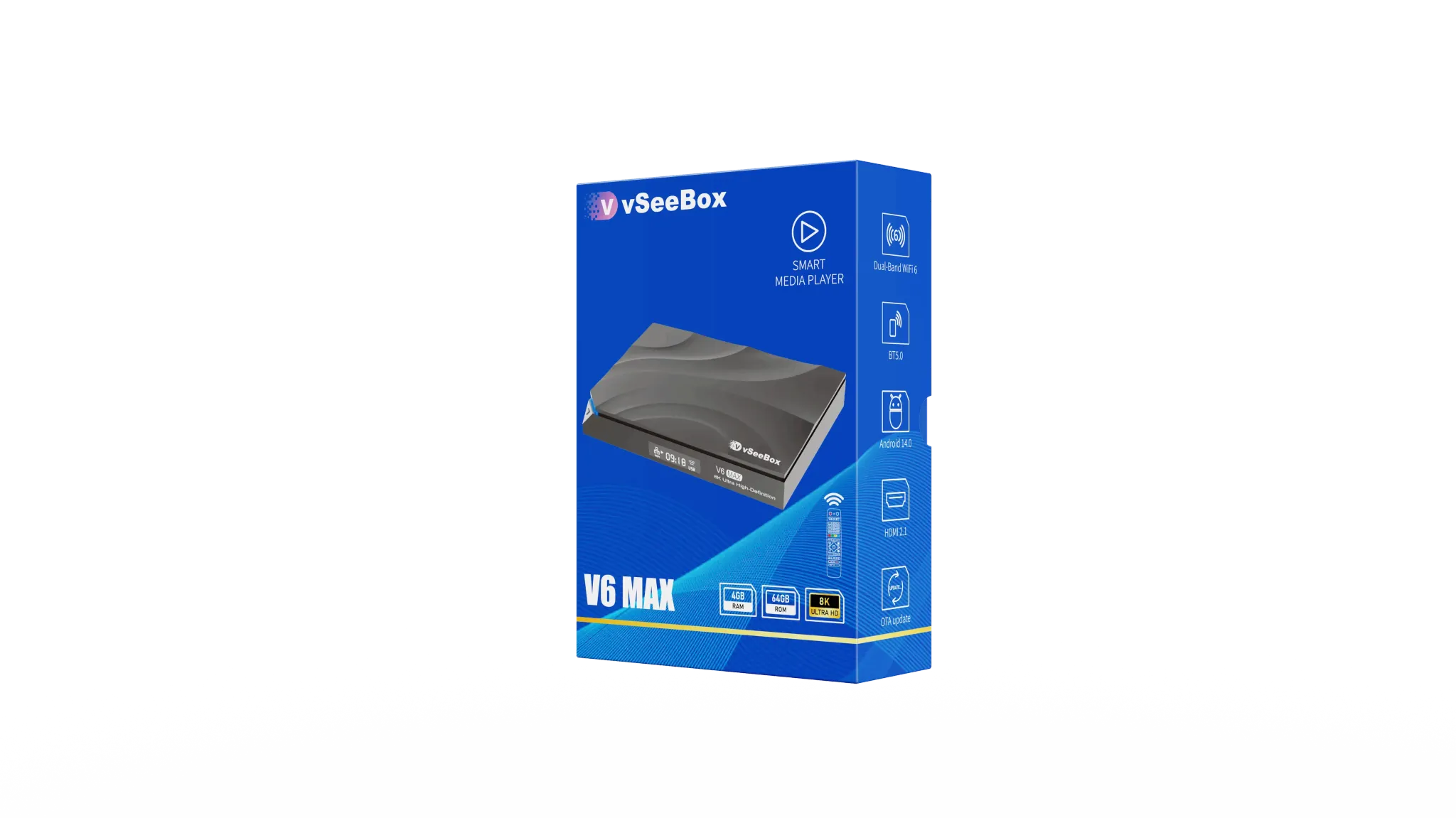vSeeBox V6 Max 2026 Upgraded - 64GB 4K HDR Voice Control TV Box