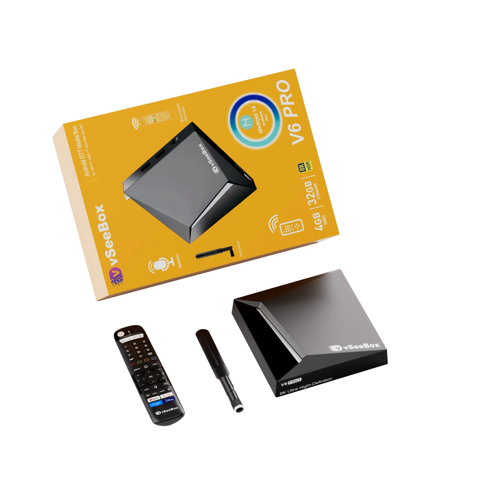 vSeeBox V6 Pro 2026 Latest - 4GB+32GB 8K HDR Smart Voice Control TV Box