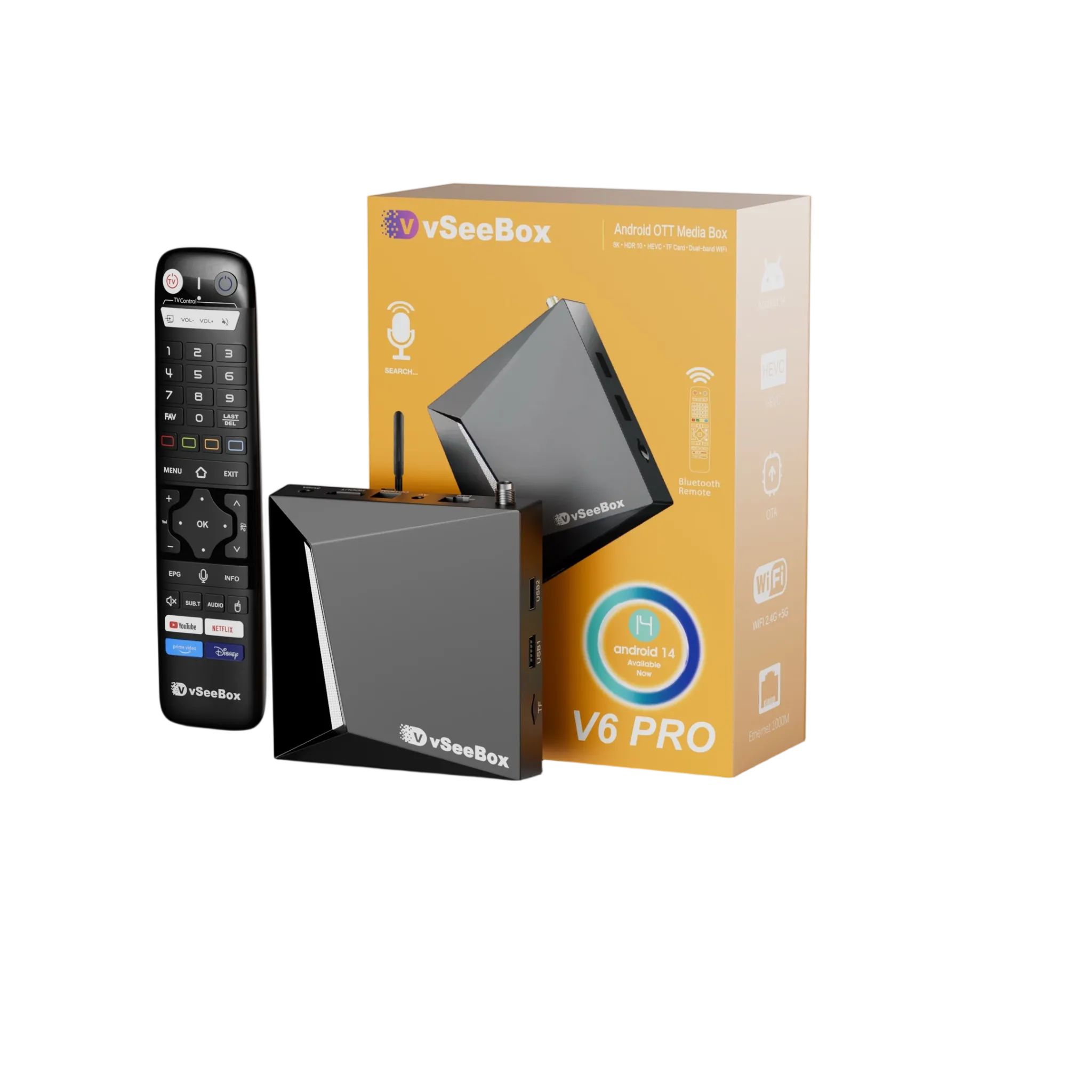 vSeeBox V6 Pro 2026 Latest - 4GB+32GB 8K HDR Smart Voice Control TV Box