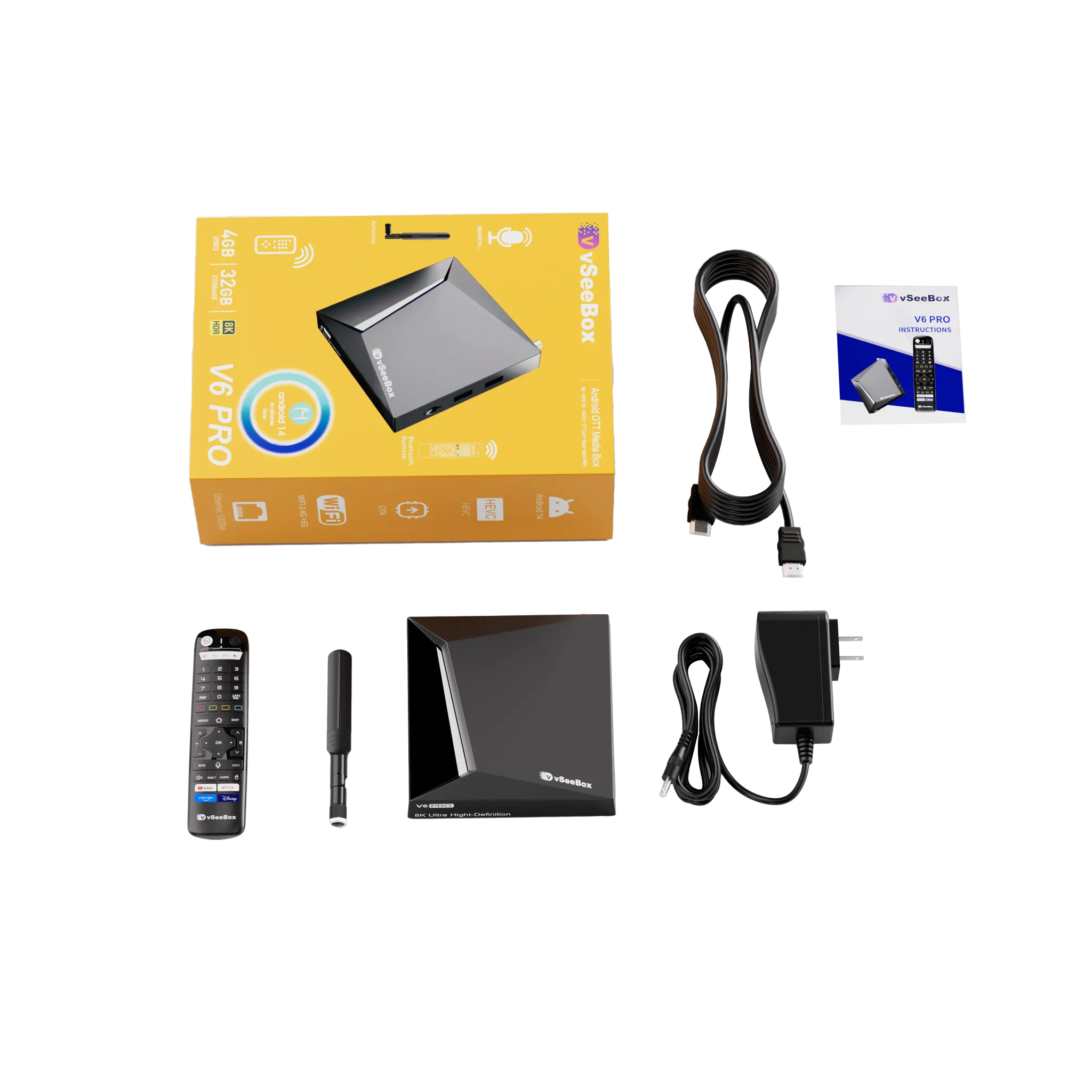 vSeeBox V6 Pro 2026 Latest - 4GB+32GB 8K HDR Smart Voice Control TV Box