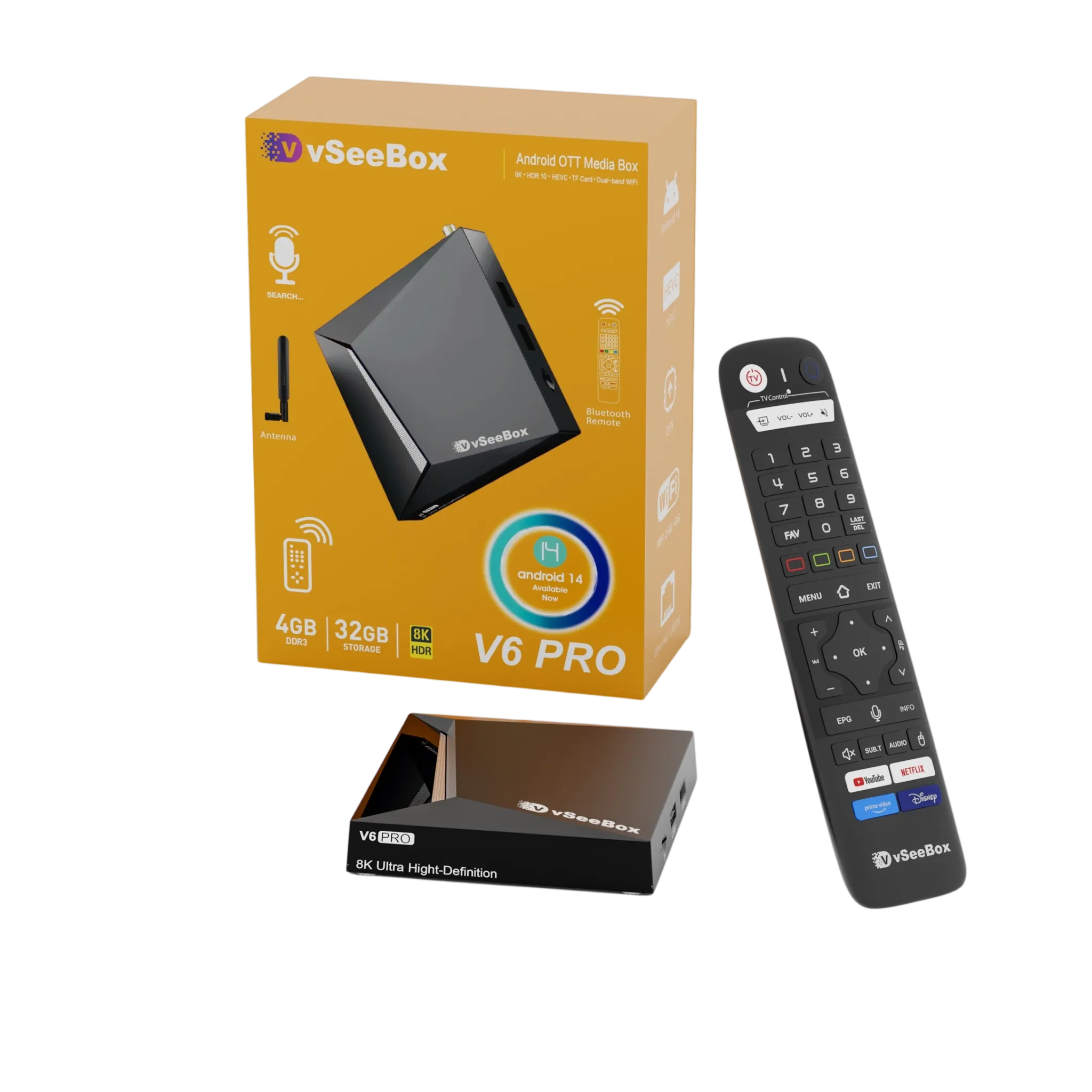 vSeeBox V6 Pro 2026 Latest - 4GB+32GB 8K HDR Smart Voice Control TV Box