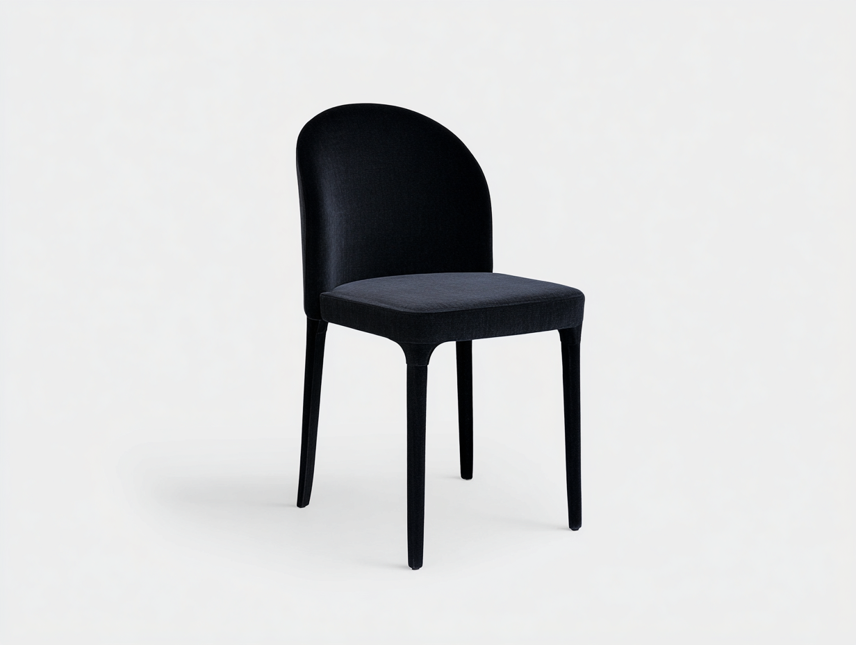 Silla de comedor tapizada - 48×55×86 cm - negro - respaldo curvo-Havenmymart