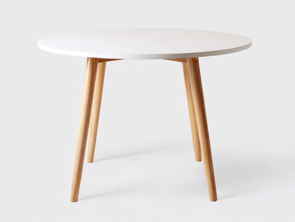 Mesa de centro para exterior redonda - tablero blanco y madera - 100x100x46 cm - blanco y roble natural - estilo nórdico-Havenmymart