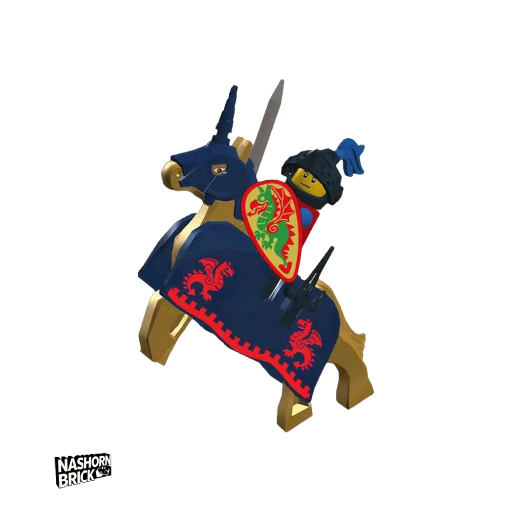 Classic Sword and Shield Knight With War Horse Custom-Minifigur