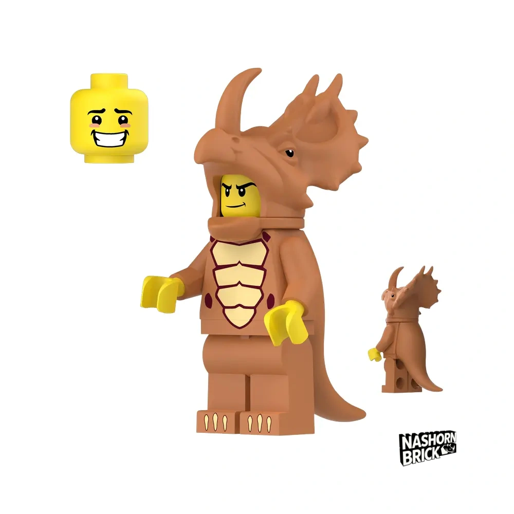 Big Triceratops Costume Fan Custom-Minifigur