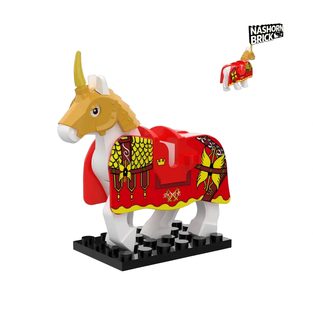 Medieval Red Roman War Horse Minifigur - Mount
