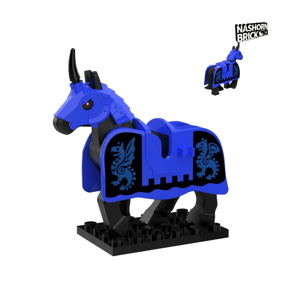 Medieval Blue Dragon War Horse Minifigur - Mount