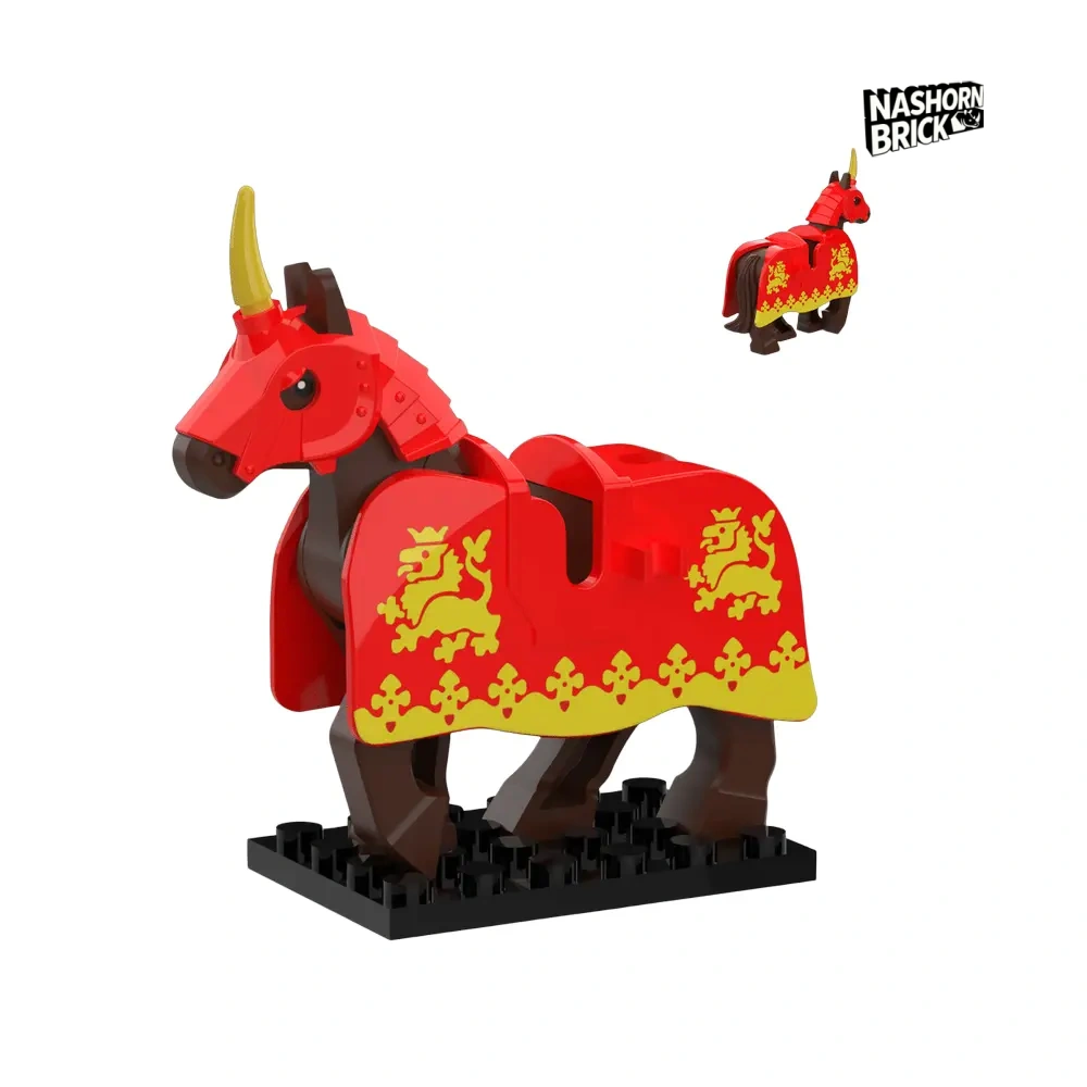Medieval Red Lion Warrior War Horse Minifigur - Mount