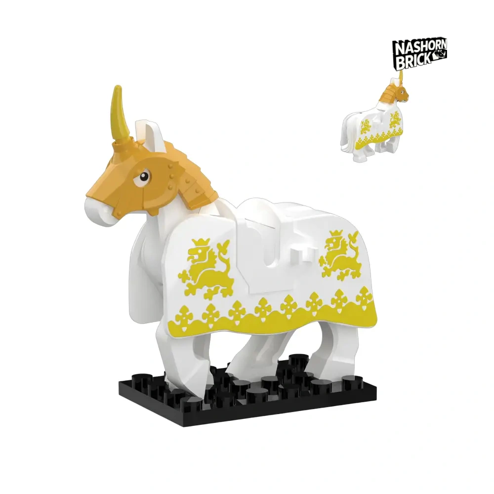 Medieval White Lion Warrior War Horse Minifigur - Mount