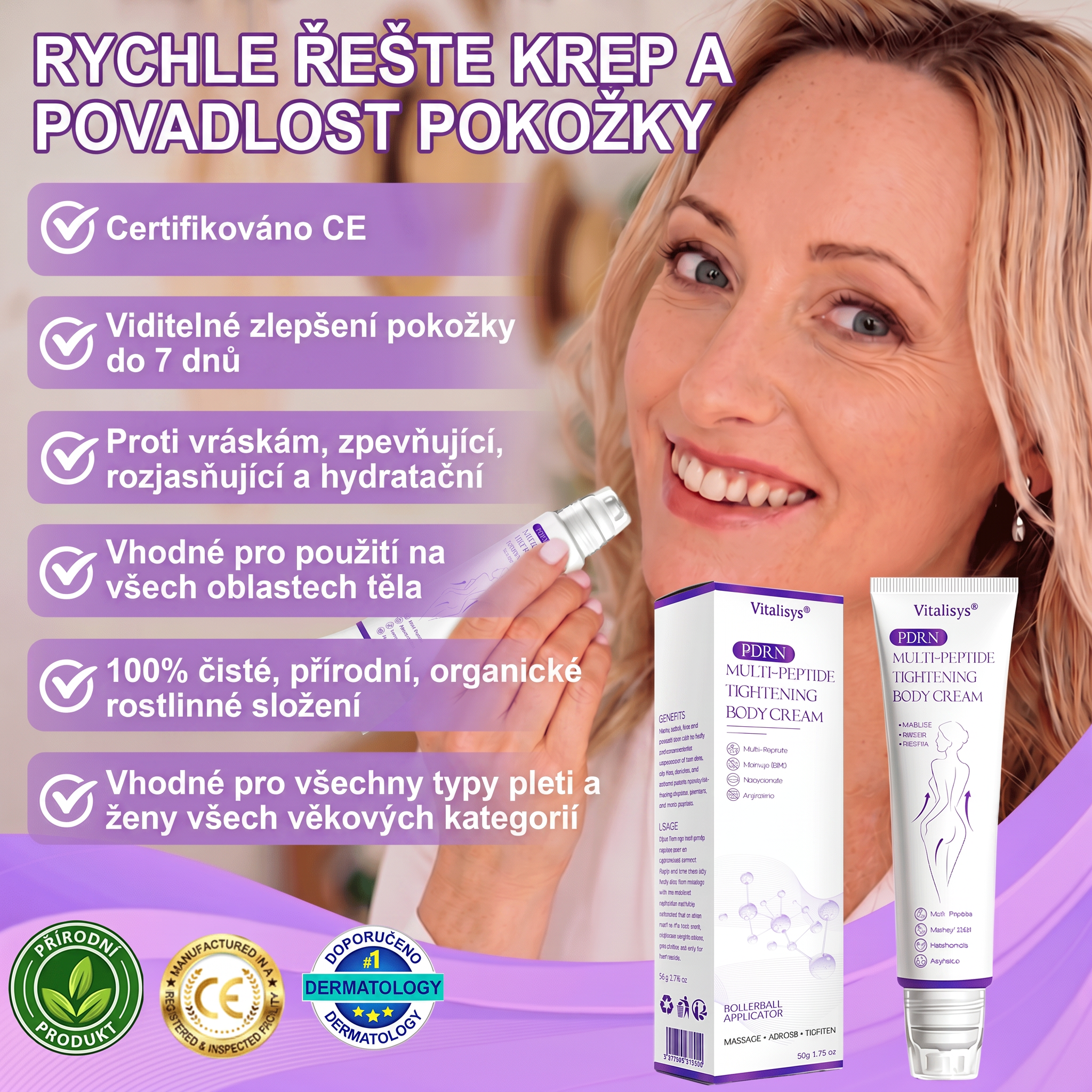 Oficiální obchod ✅ Vitalisys® PDRN vícepeptidový masážní tělový krém v kuličce ✨ – proti stárnutí, hydratační, zpevňující a liftingový efekt, podporuje regeneraci pleti, sjednocuje tón, redukuje nedokonalosti a zklidňuje citlivou pokožku 💎