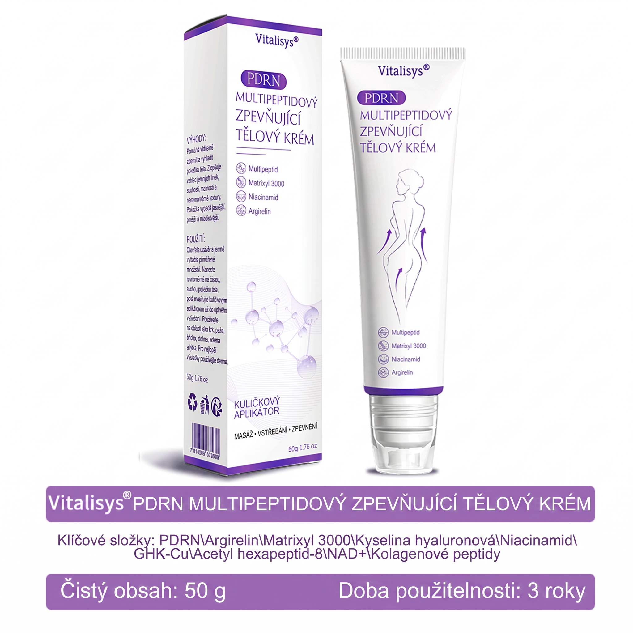 Oficiální obchod ✅ Vitalisys® PDRN vícepeptidový masážní tělový krém v kuličce ✨ – proti stárnutí, hydratační, zpevňující a liftingový efekt, podporuje regeneraci pleti, sjednocuje tón, redukuje nedokonalosti a zklidňuje citlivou pokožku 💎