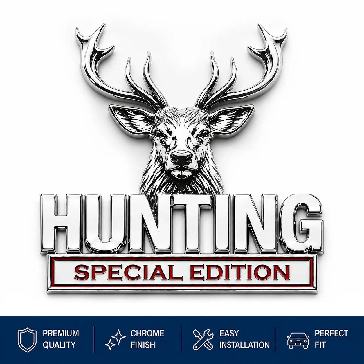 🦌 HUNTING Special Edition - 3D krómozott fém embléma az autóhoz