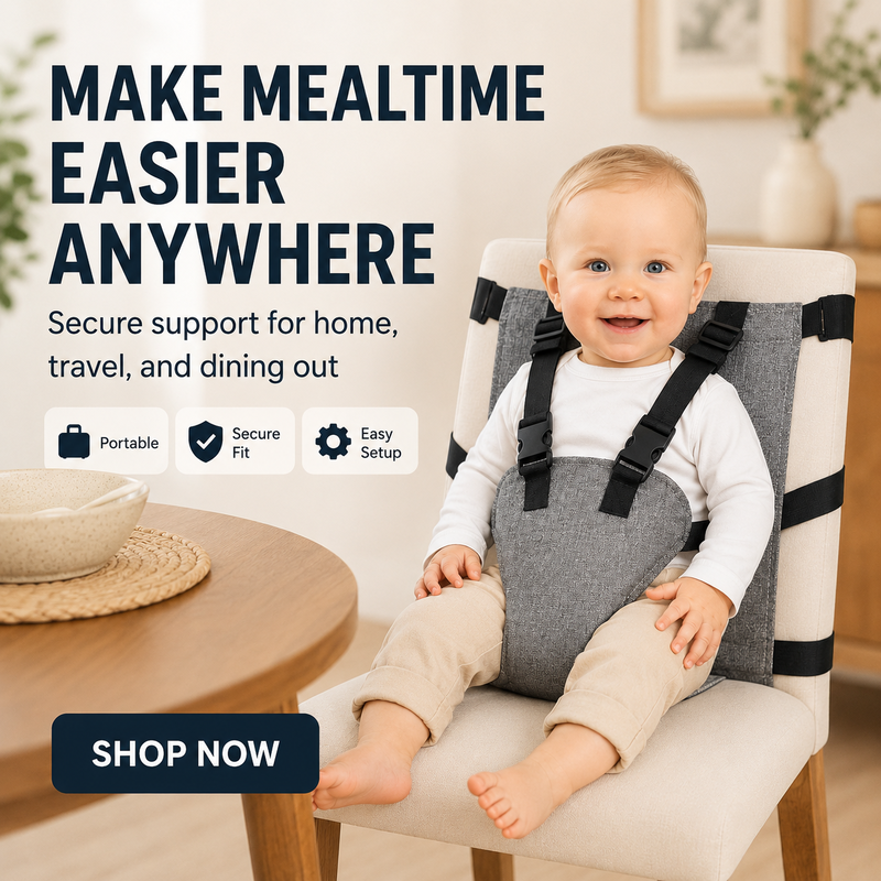 👶 Etetőszék biztonsági öv – 5 pontos biztonsági rendszer és utazáshoz kész kialakítás