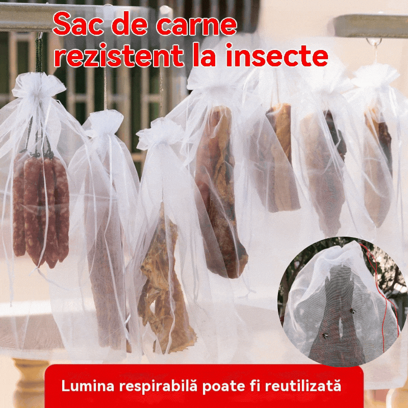 50%OFF🐷🐮🍖【50/100/200 db】 Speciális gézzsák sertéshús szárításához a rovarok és madarak megelőzésére