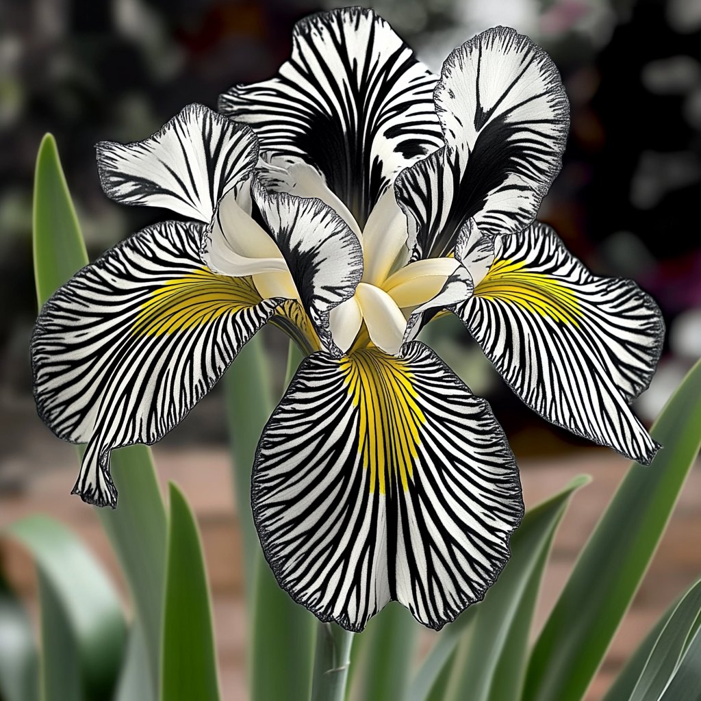 💐Kosatec „Zebra Stripes“ (Iris germanica) – Výrazná pruhovaná kráska
