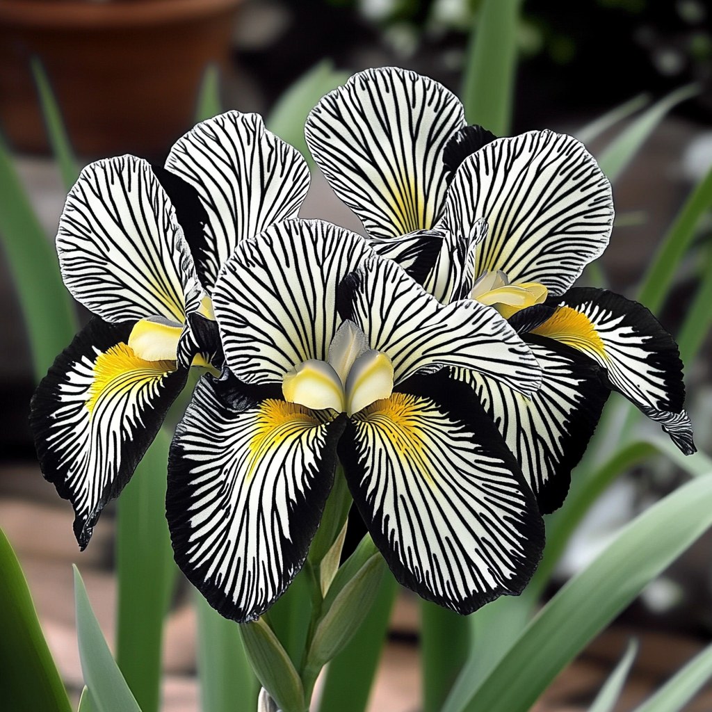 💐Kosatec „Zebra Stripes“ (Iris germanica) – Výrazná pruhovaná kráska