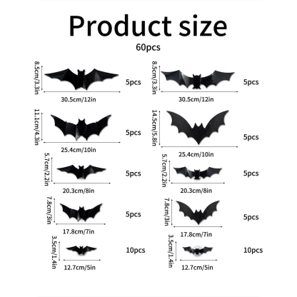 Halloween Decor Set - 3D Glowing Bat