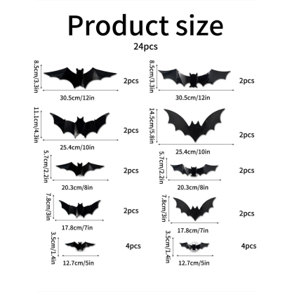 Halloween Decor Set - 3D Glowing Bat