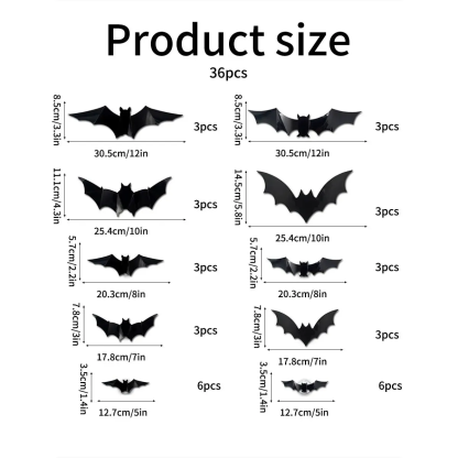 Halloween Decor Set - 3D Glowing Bat