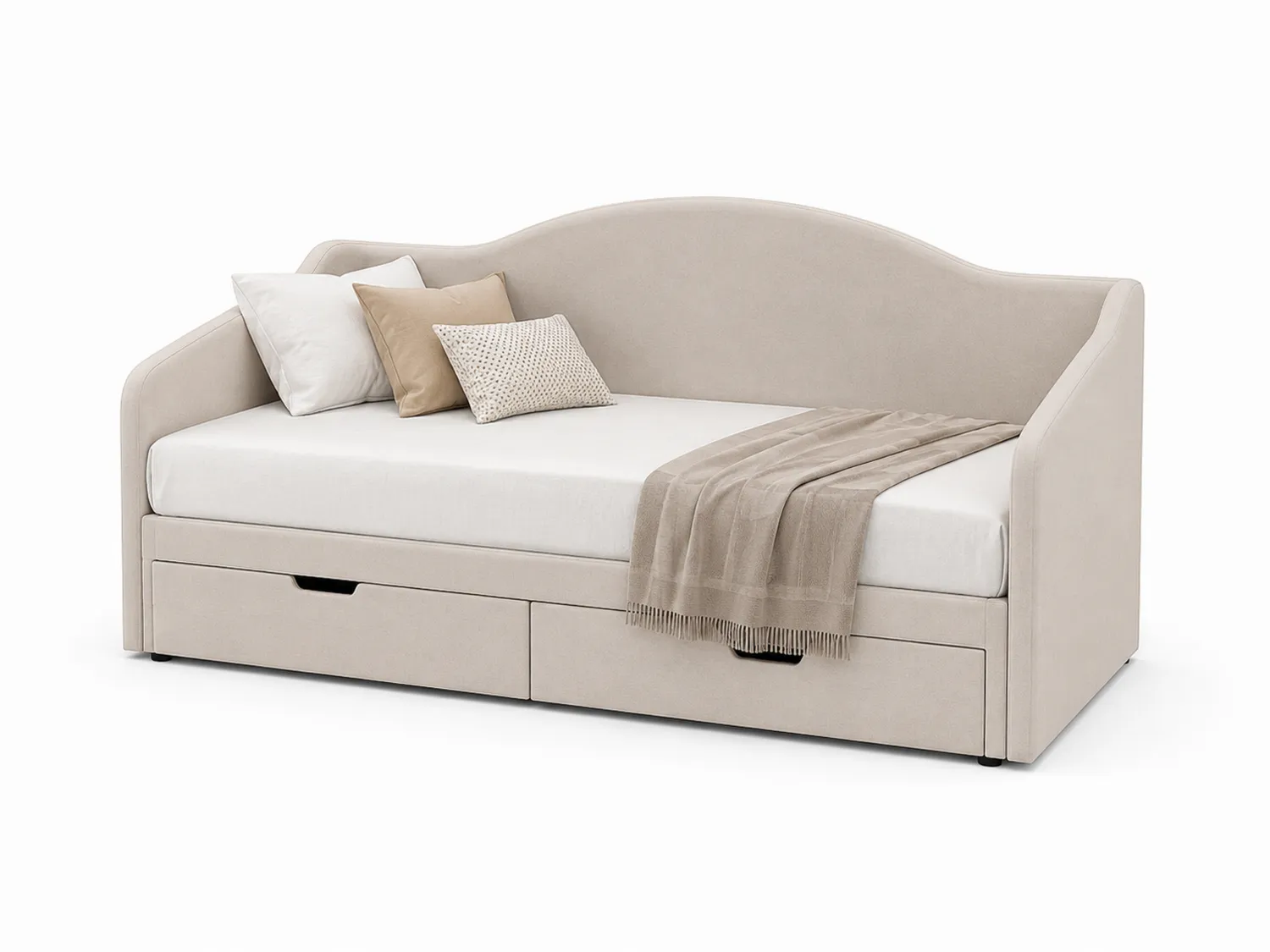 Beige Tagesbett mit Stauraum Holz 200x90cm-Belleatelierco