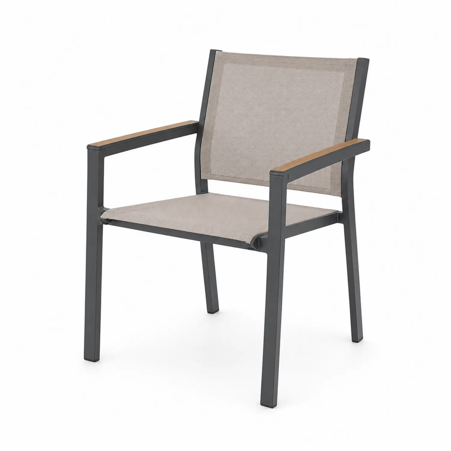 Metallstuhl mit Textilene-Bezug Beige-Belleatelierco