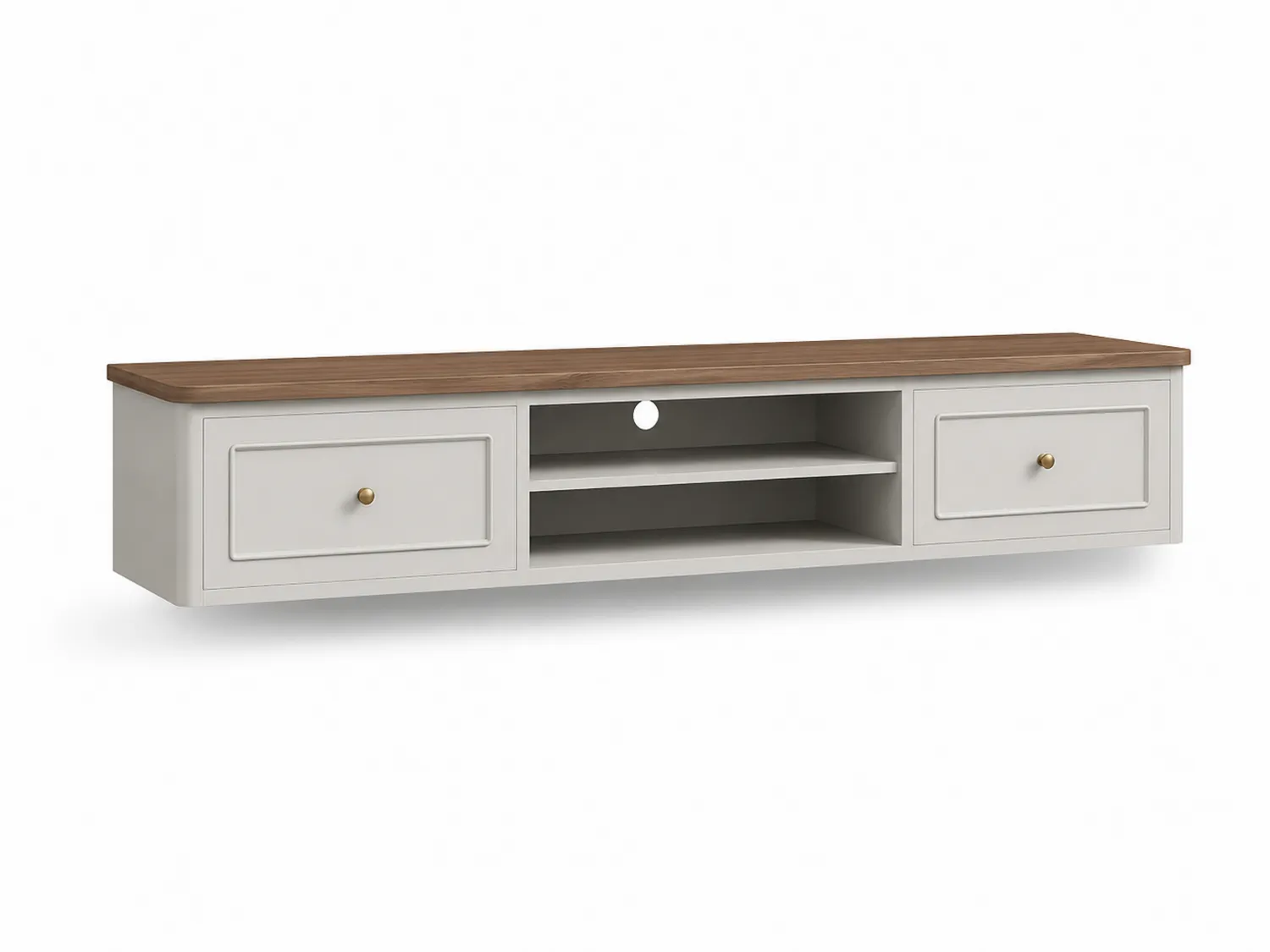 Weißes Hängendes TV-Lowboard mit Holz und MDF, 180x35x40 cm-Belleatelierco