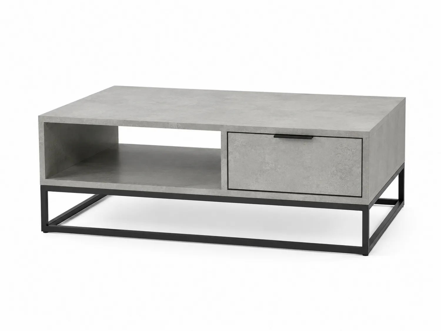 Couchtisch in Betonoptik mit Schublade und Ablagefläche 100x50x40cm-Belleatelierco