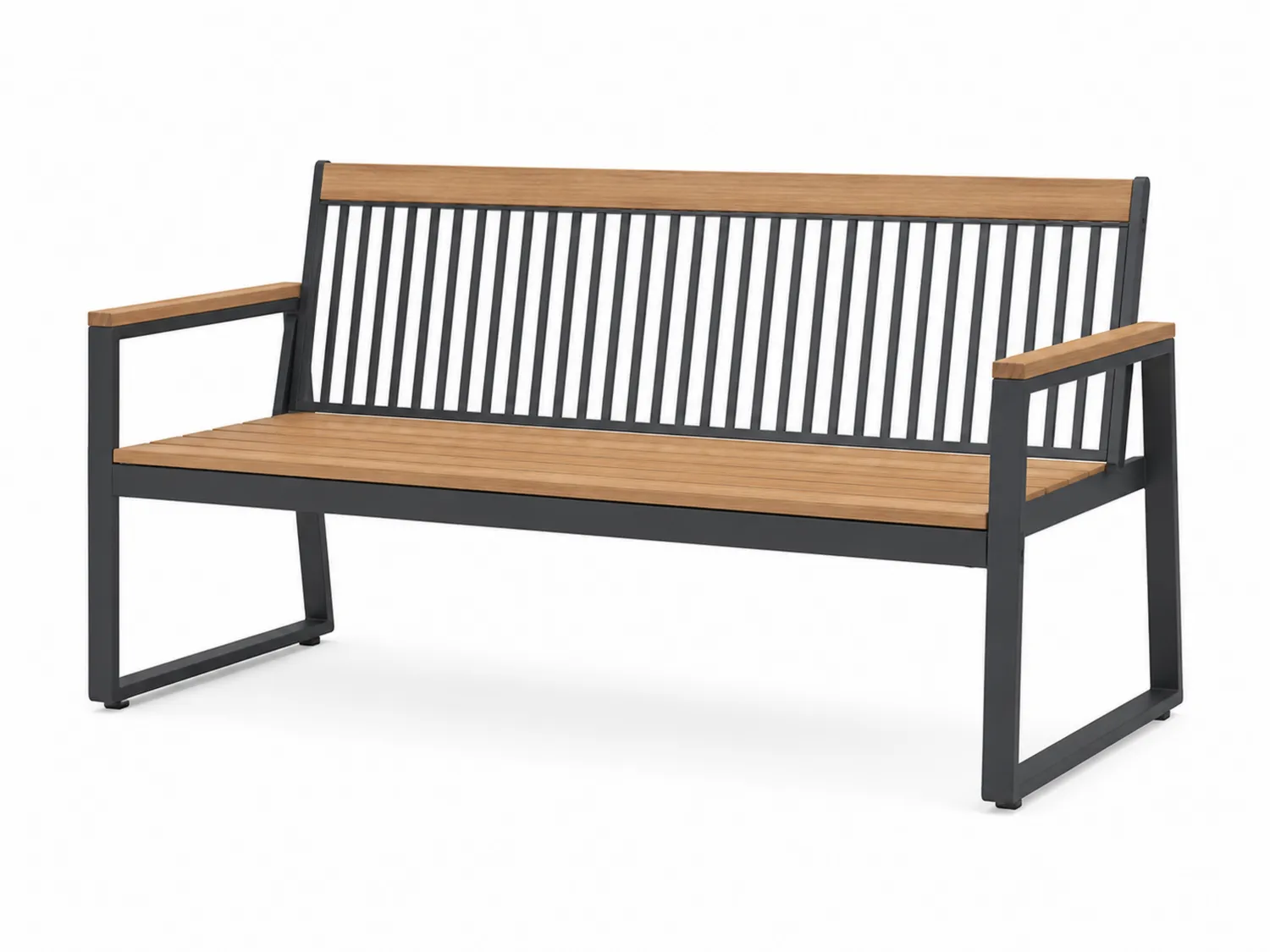 Gartenbank mit Stahlrahmen und Akazienholzlatten 120x60x85cm-Belleatelierco