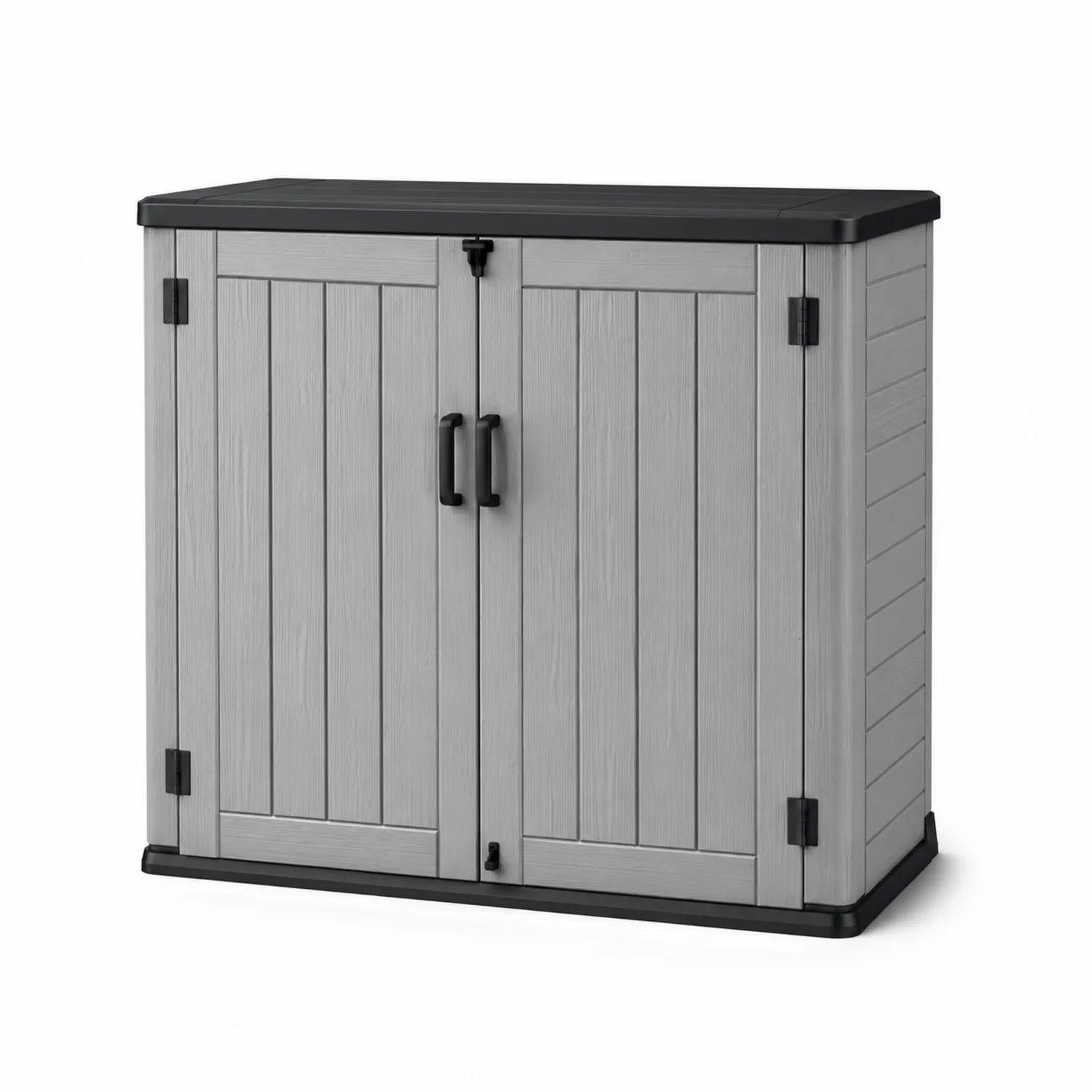 Outdoor-Geräteschrank Kunststoff Grau/Schwarz 114cm x 65cm x 92cm-Belleatelierco