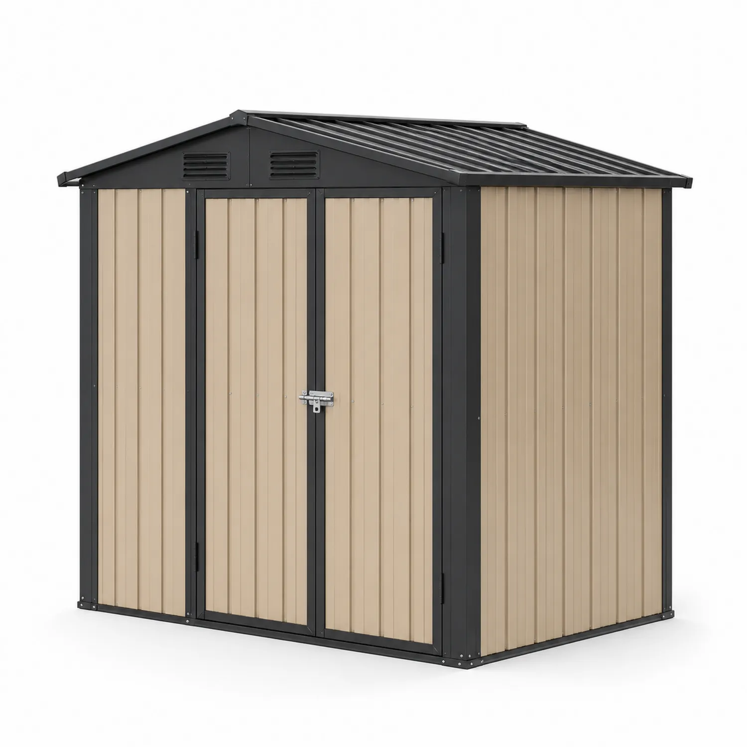 Metallschuppen Lagerhaus Beige Schwarz 195x122x180 cm-Belleatelierco