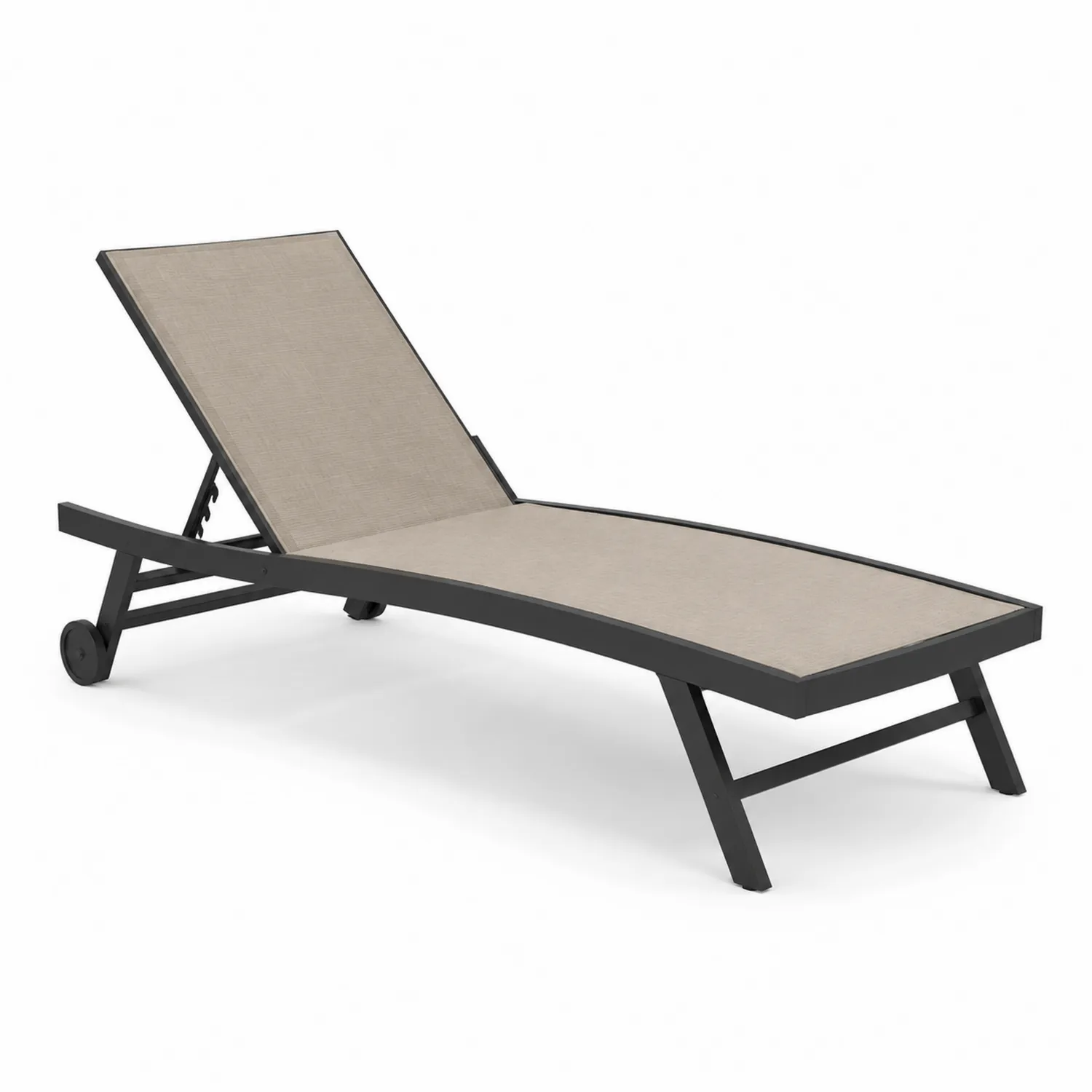 Aluminium Sonnenliege mit Rollen Beige Textilene-Belleatelierco
