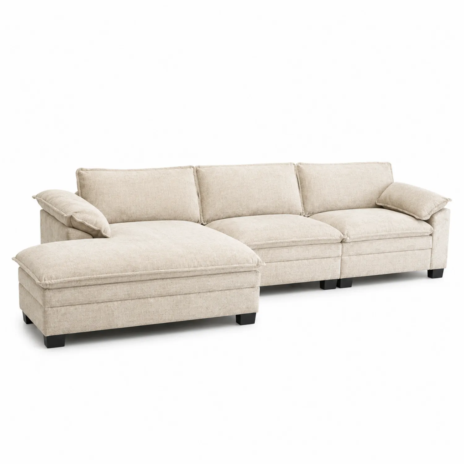 Ecksofa aus Stoff Beige L-förmig-Belleatelierco