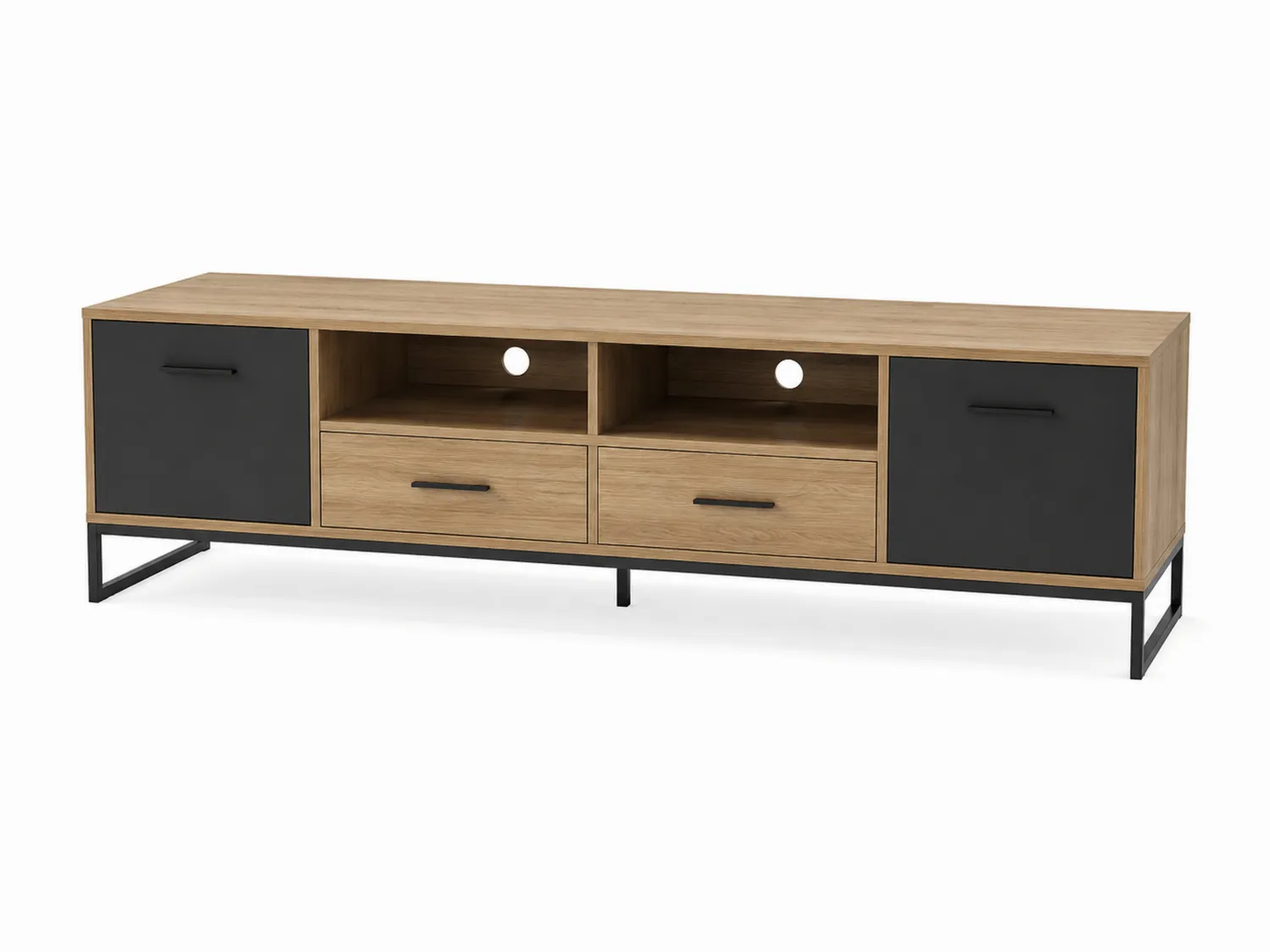 TV-Schrank Eichenfurnier/Metall 180 cm-Belleatelierco