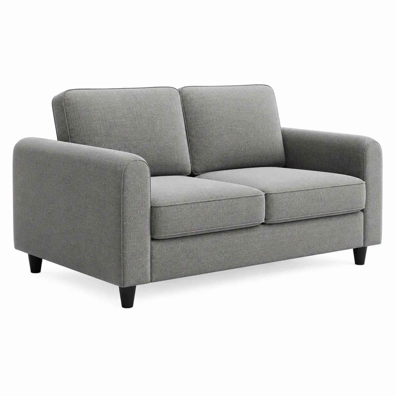 2-Sitzer Sofa aus Polyestergewebe mit Holzbeinen, Grau-Belleatelierco